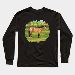 Buckskin Quarter Horse in Pasture Long Sleeve T-Shirt